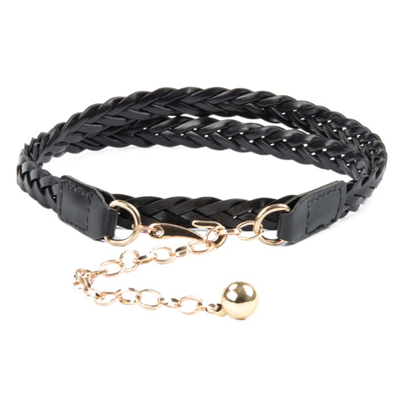 Vintage Women's Belt Knitted Sweater Skirt Jeans Trendy Fashion Non-porous Chain Belt Guangzhou Leather