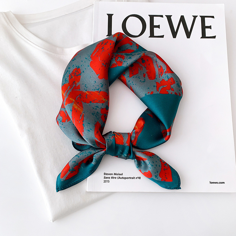 Picture of 2024 New Style Silk Scarves Women's Spring and Summer Fashion Printed 100 Mulberry Silk Small Square Scarf South Korea Ribbon Scarf