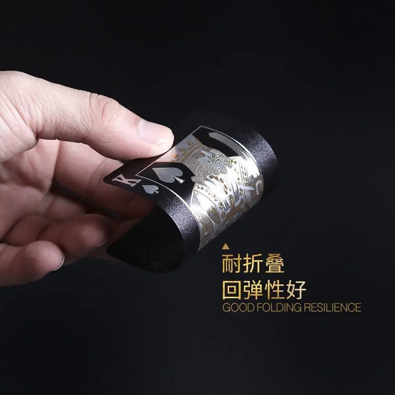 Picture of Gold Foil Black Gold Plastic Playing Cards in Stock Pet Waterproof and Wear-Resistant Douzhizhu Entertainment Chess and Card Board Game Wholesale Manufacturer