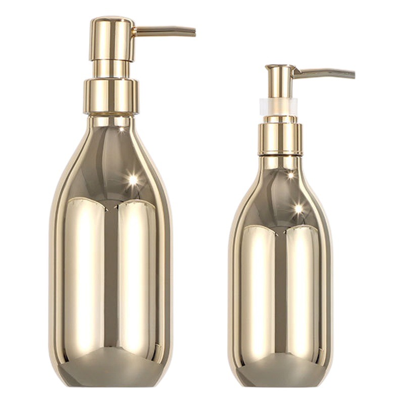Advanced Press high-color hand sanitizer bottle 500ml electroplating bottle Golden cosmetic bottle pet plastic bottle