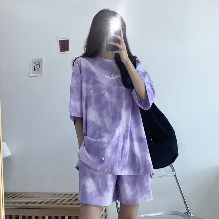 Picture of 100 Cotton Short-sleeved Shorts Sports Two-piece Suit Women's Summer Plus-sized Korean-style Casual Running Loose