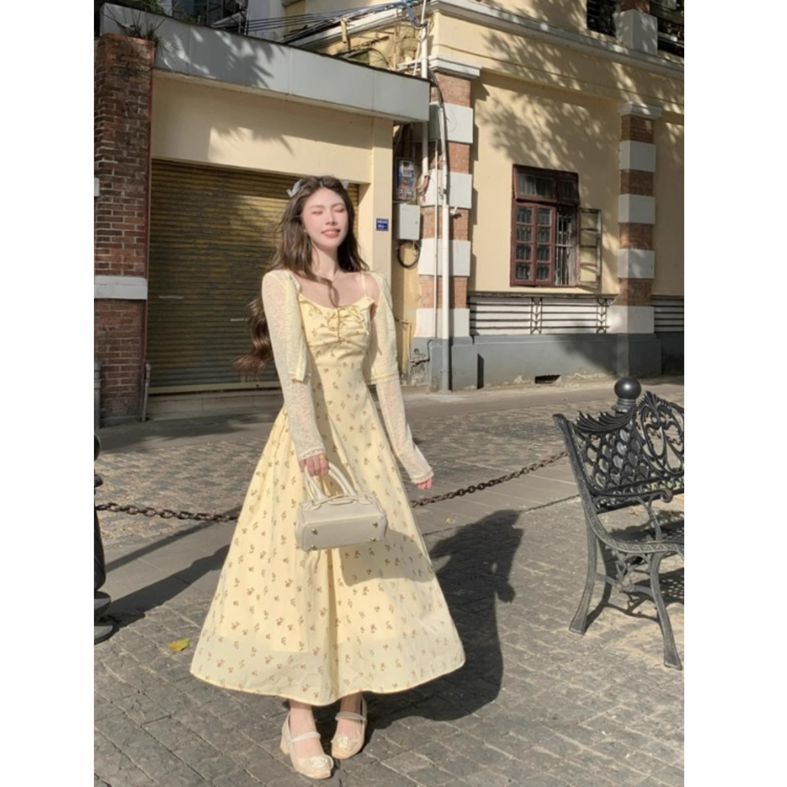 Picture of Plus Size French Floral Dress for Women 2025 New Spring High-End Suspender Skirt for Fat Girls to Cover Belly and Slimming Look Skirt