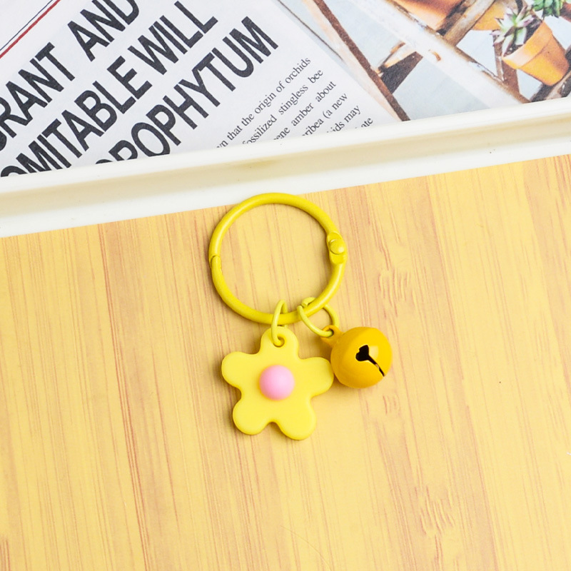 Picture of Korean Style Hyun-a Small Fresh Color Small Flower Bell Keychain Tanabata Gift Key Ring Bag Women's Hanging Accessories