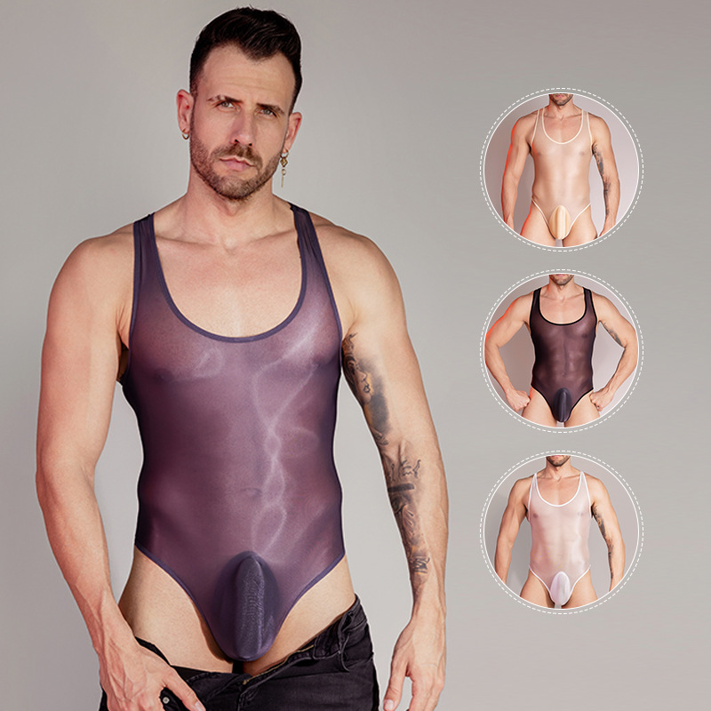 The Temptation of Desire Underwear Tight-fitting Silky Comfortable High-elastic Light-weight Breathable Body-shaping Men's Basing Fun One-piece