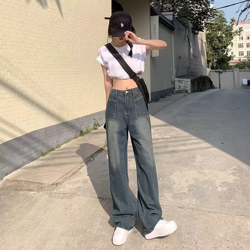 Wide-leg Jeans Women's Autumn New High Street Trendy Ins All-match High Waist Slimming Loose-fit Straight Pants
