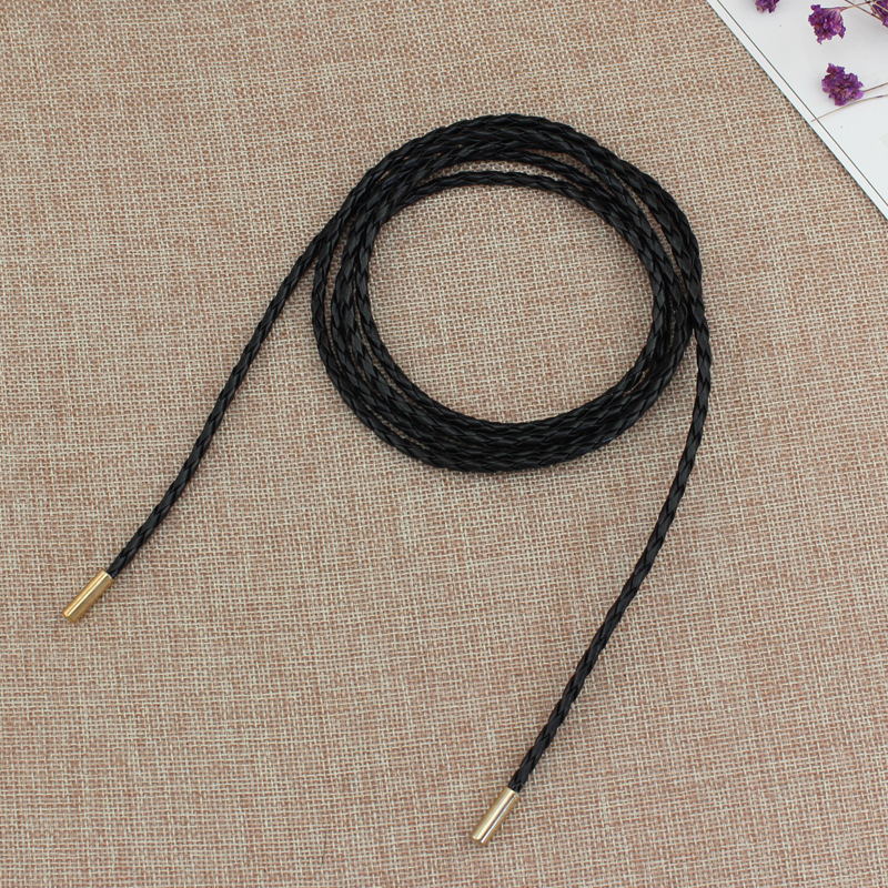 Women's lengthened decorative waist chain dress tie bow woven thin belt Korean version of Joker pu waist rope a generation of hair