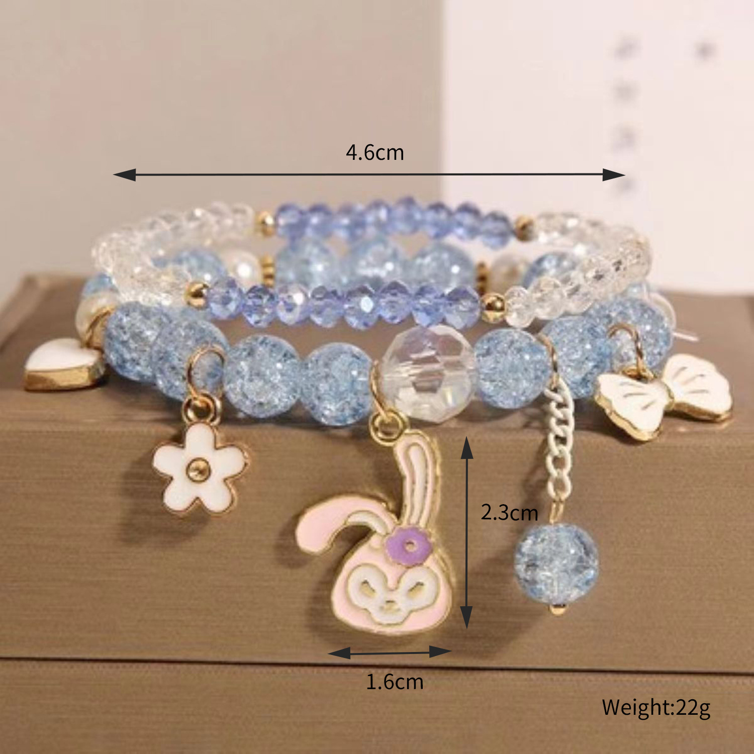 Picture of Cute Rabbit Children's Bracelet Female Princess Little Girl Crystal Beaded Student Korean Style BFF Sisters Bracelet Jewelry