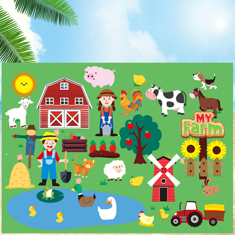 Picture of Amazon cross-border children's early education 3DIY three-dimensional felt game package storyboard learning board printing dinosaur animals