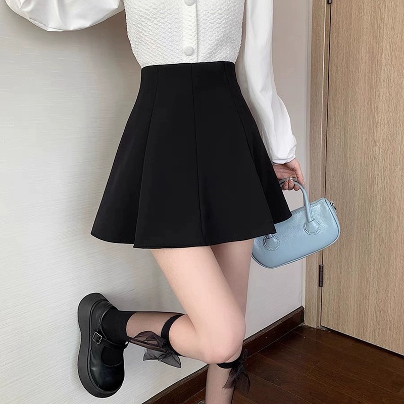 High-Waisted Black Puffy Skirt Women's New 2025 Summer Slim Skirt Petite A-Line Skirt Short Skirt