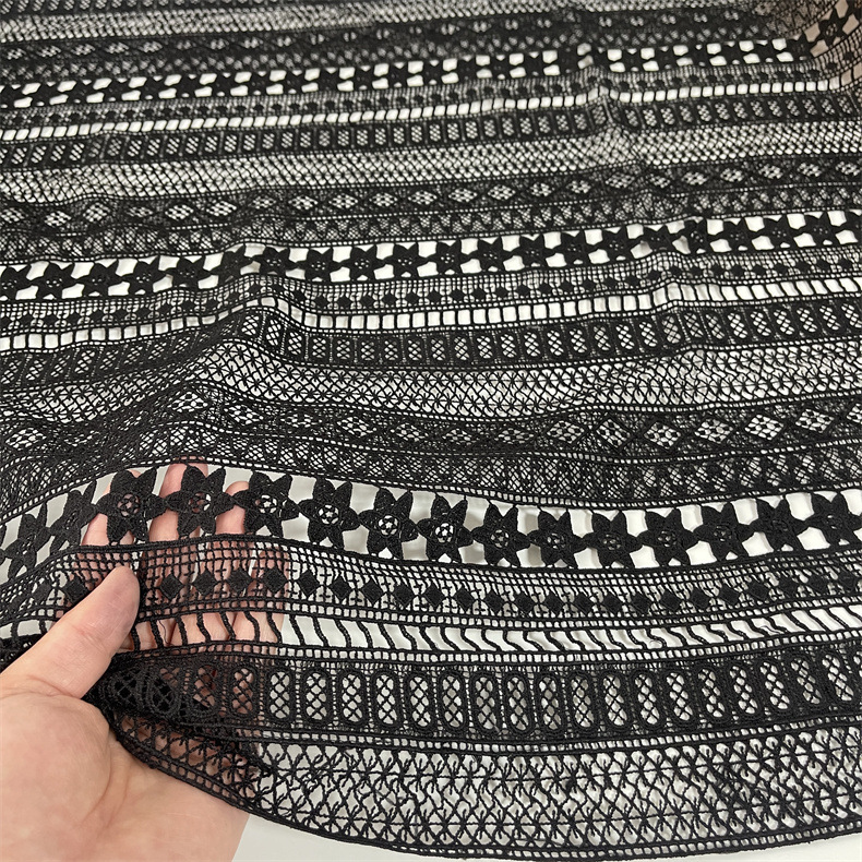 Water soluble embroidered lace fabric milk Silk Embroidery Fashion dress lace fabric water soluble lace cloth