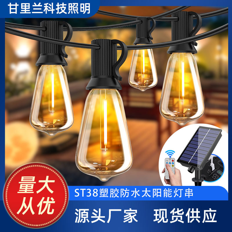 Solar St38 Decorative Light Smart Remote Control B&B Wedding Decoration Outdoor Waterproof Camping Style Led Atmosphere Light String
