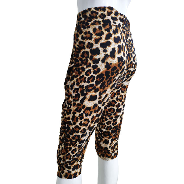 Picture of Cross-border AliExpress Wish women's clothing Amazon kikuu7 points ice silk leopard harem pants high waist stretch yoga pants