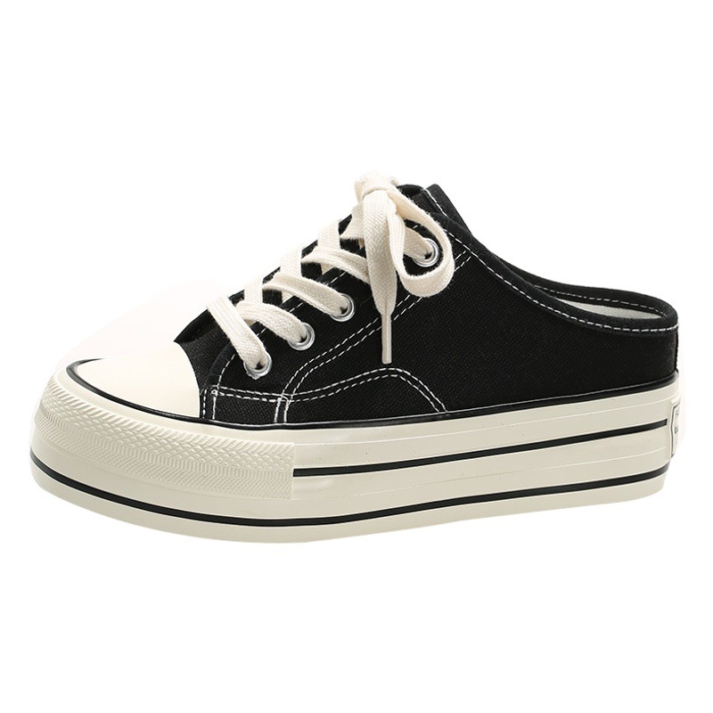 Picture of Half-drag heightening canvas shoes women's shoes 2023 new spring and summer versatile muffin thick-soled heightening half-drag skate shoes