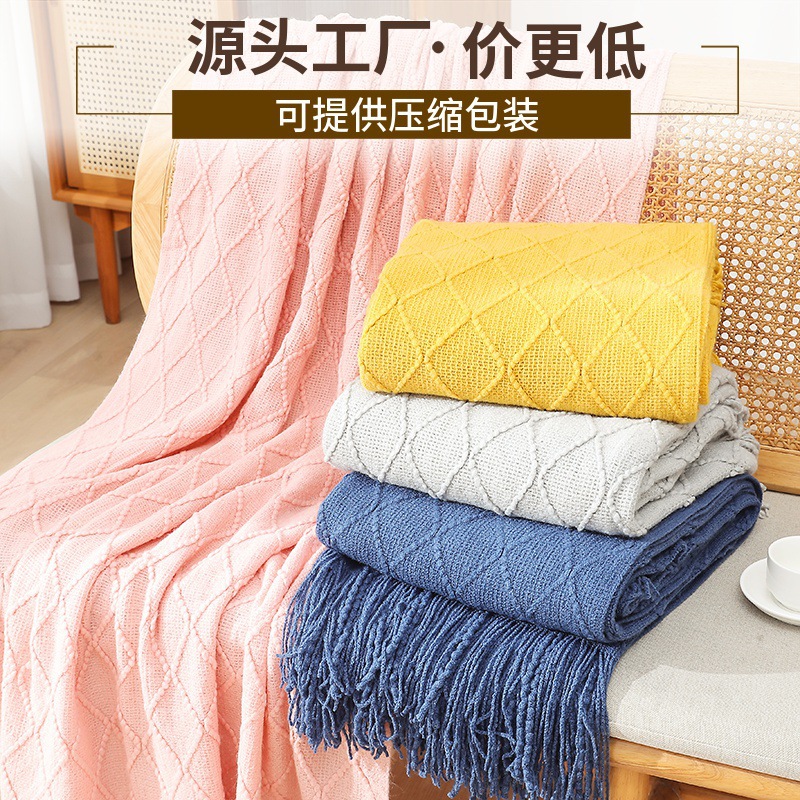 Cross-border Advanced Blanket Office Lunch Break Tassel Blanket Autumn and Winter Light Luxury Plush Sofa Blanket blanket