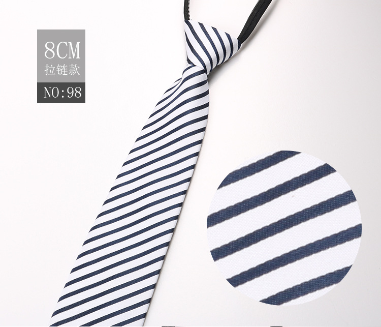 Picture of Factory Black Men's Tie Striped Blue Business Tie Lazy People Knot Free Zipper Tie in stock Wholesale