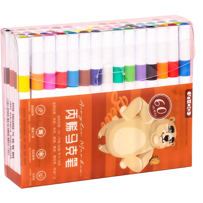 Acrylic marker pen wholesale double head painting paint pen 12 color primary school students hand-written newspaper painting pen watercolor pen set