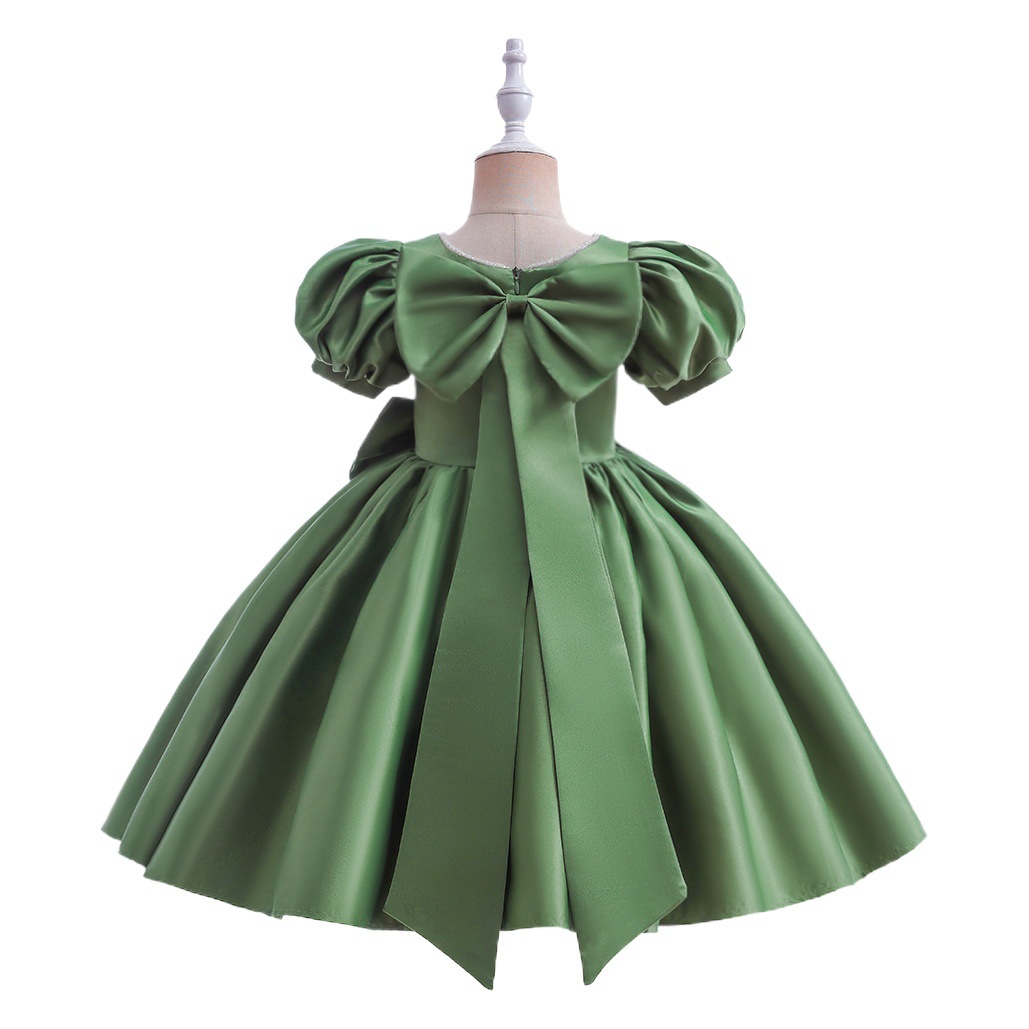 Children's Dress Princess Dress Girls' Big Bow Satin Little Girl Flower Girl's Wedding Dress Host Piano Dress