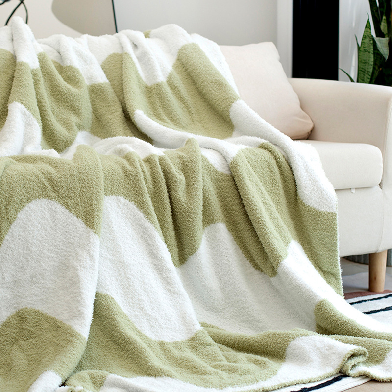 Picture of Scandinavian Half-Velvet Knitted Blanket Sofa Blanket Casual Shawl Throw Blanket Office Lunch Blanket B&B Decorative Blanket