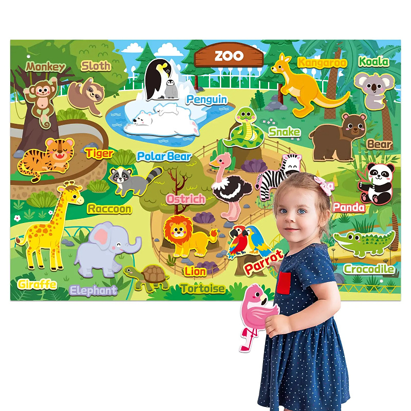 Picture of Amazon cross-border children's early education 3DIY three-dimensional felt game package storyboard learning board printing dinosaur animals