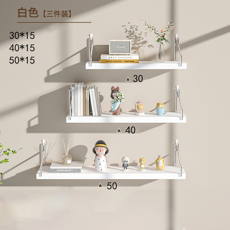 Picture of No-Drill Wall-Mounted Wrought Iron Living Room Entrance Wall Decoration Bedroom Wall Bookshelf Single Shelf Wall Storage Rack