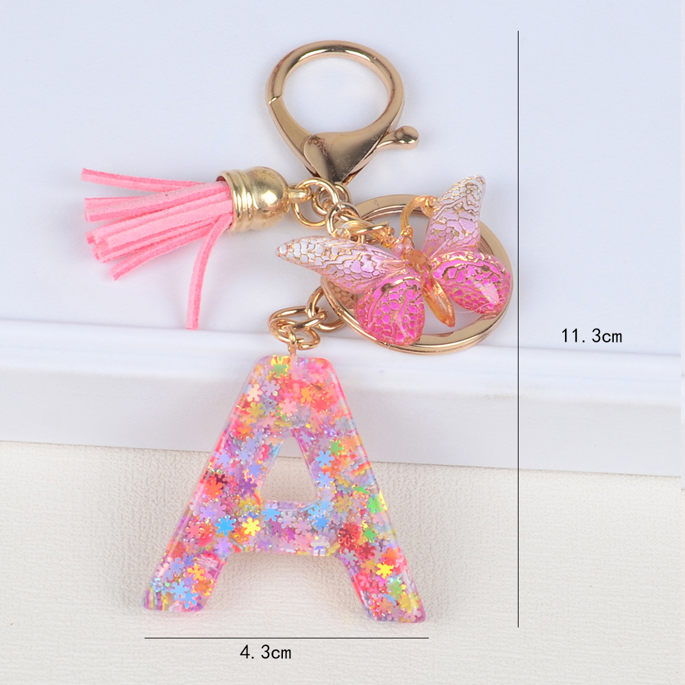 New Pink Sequins Letter Keychain Accessories Pendant Earrings Hanging Ornaments Cross-border Europe and America Amazon