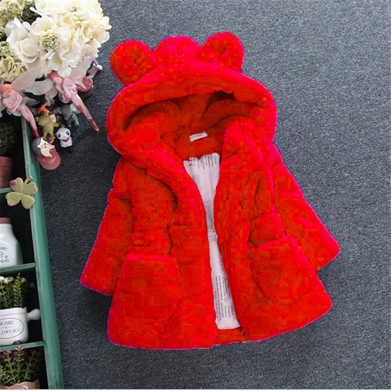 Foreign Trade Cross-border Girls' Winter cotton and thickening Coat Children's Ear Woolen Sweater Children's Baby Warm Cotton Coat