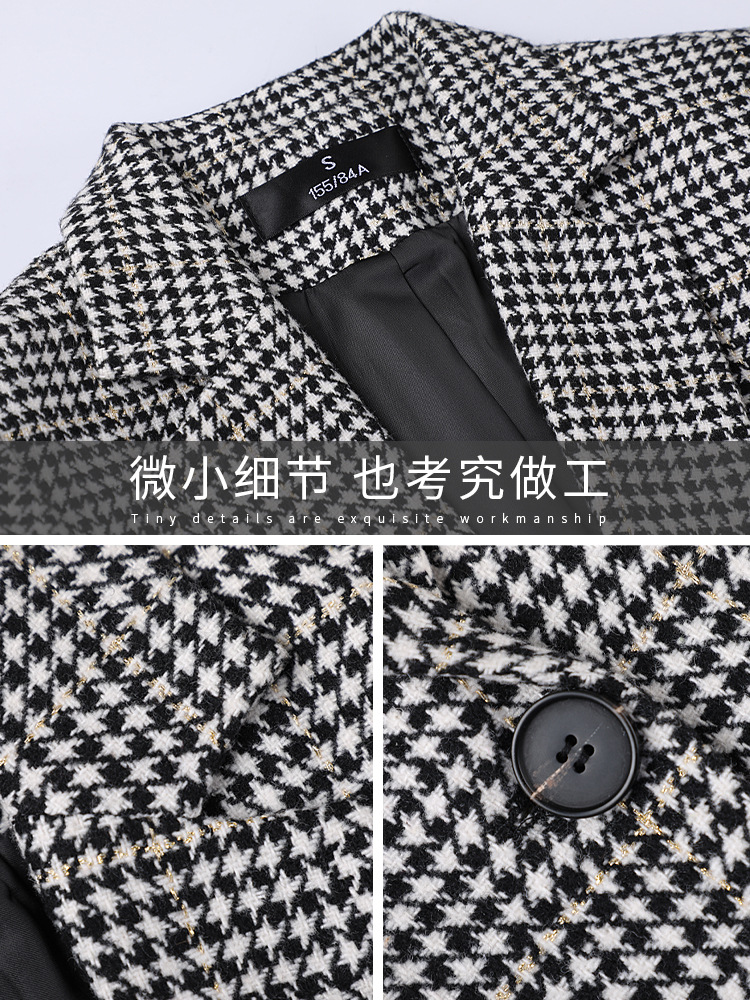 Picture of Plaid High-end brown Small Suit Jacket Women's Spring and Autumn South Korea Retro British-style Casual Korean-style Short Slim-fit