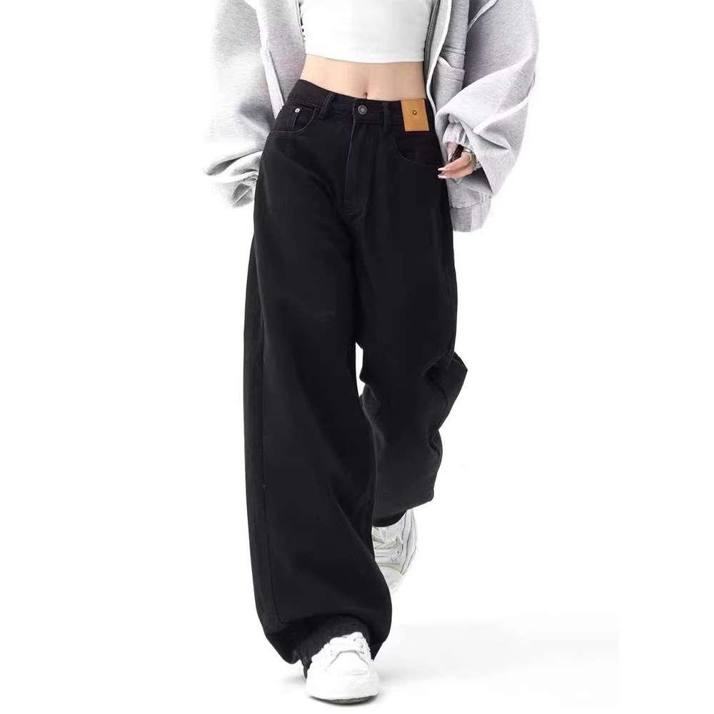 Jeans Women's Straight Tube Loose Spring Autumn and Winter 2024 New High Waist Slimming Small Wide Leg Pants