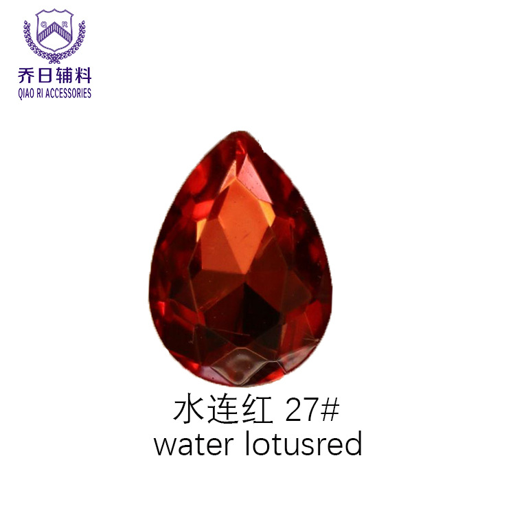 Picture of Factory wholesale 18*25 water drop double hole glass wedding dress diamond diy hair accessories shoes accessories beads in stock