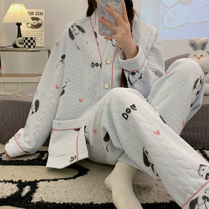 Picture of Autumn and winter air cotton monthly clothing for pregnant women waiting for delivery period spring and autumn pajamas prenatal and postnatal nursing home clothing for pregnant women