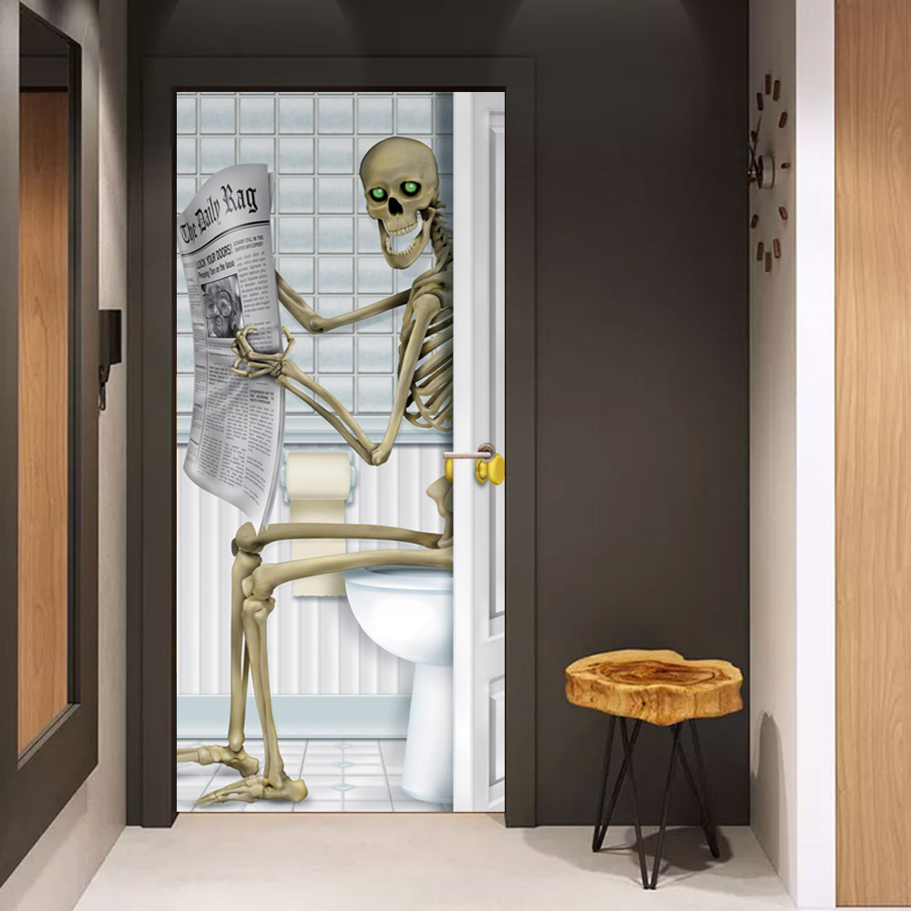 MT084 foreign trade hot Halloween skeleton door stickers glass window stickers creative party wooden door renovation wall stickers
