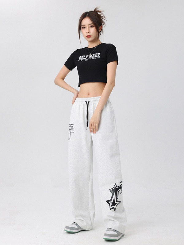 Picture of New American Sports Pants Women's 2023 Drawstring Printed Casual Pants Jazz Dance Hot Girl Sweatpants Fashion Brand