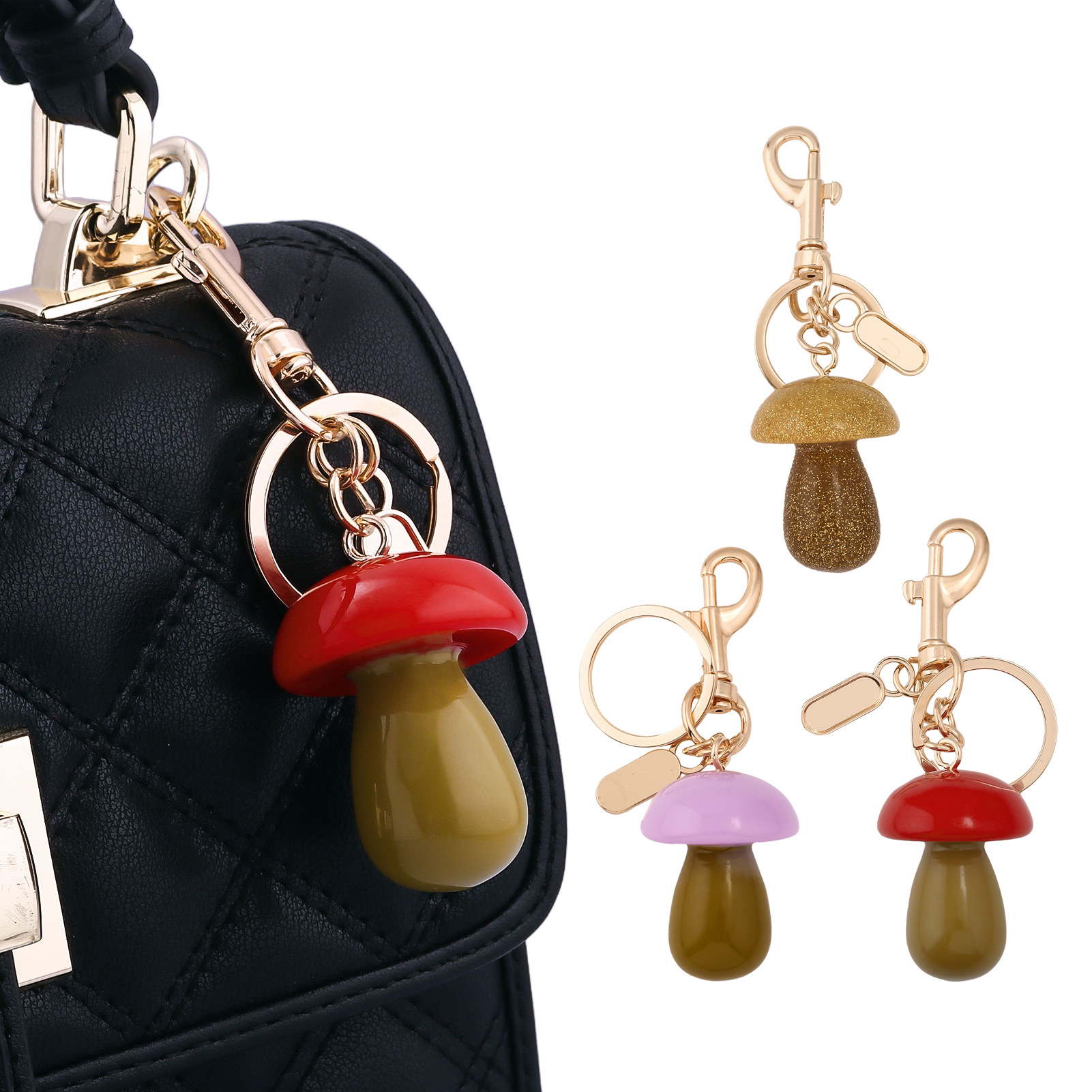Amazon hot-selling cross-border chubby mushroom keychain bag pendants, women's bag accessories, exquisite car keychain charms