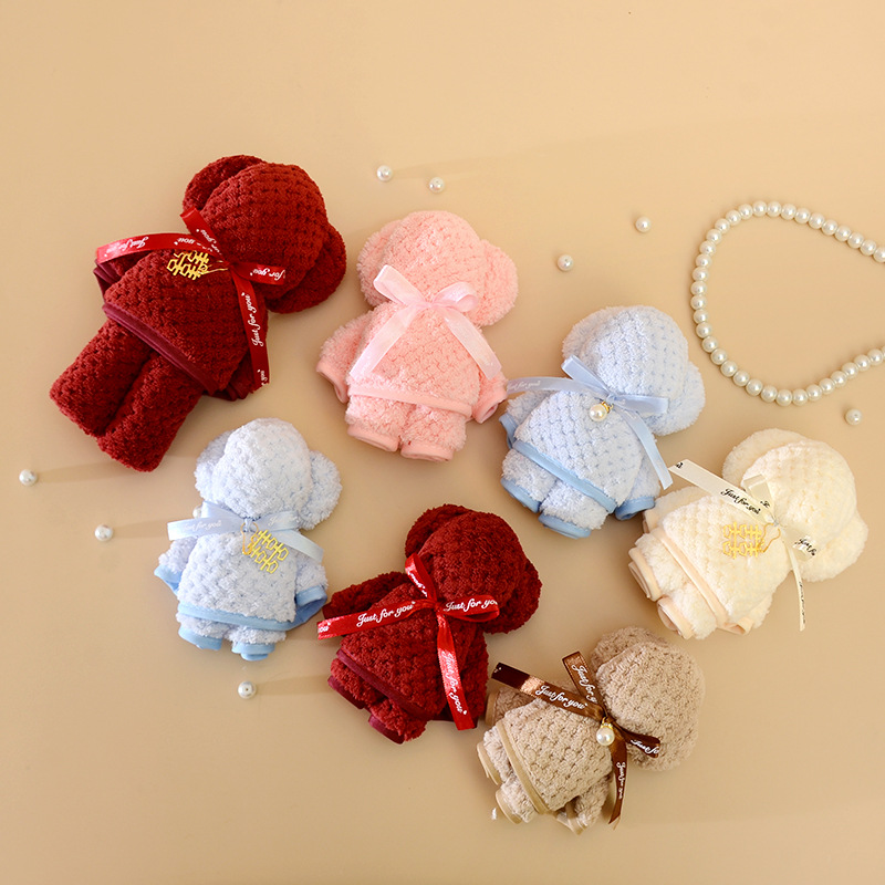 Picture of Bear towel with hand gift small gift kindergarten gift opening wedding gift shape towel making embroidered logo