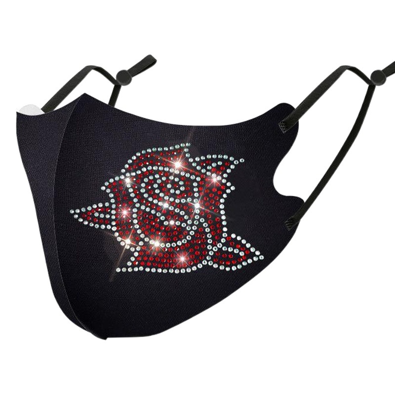 Picture of Trendy Colorful Rhinestone Ice Silk Mask Fashion European and American Style Dustproof Breathable Sun Protection Face Mask with Sparkling Rhinestones Uv Protection