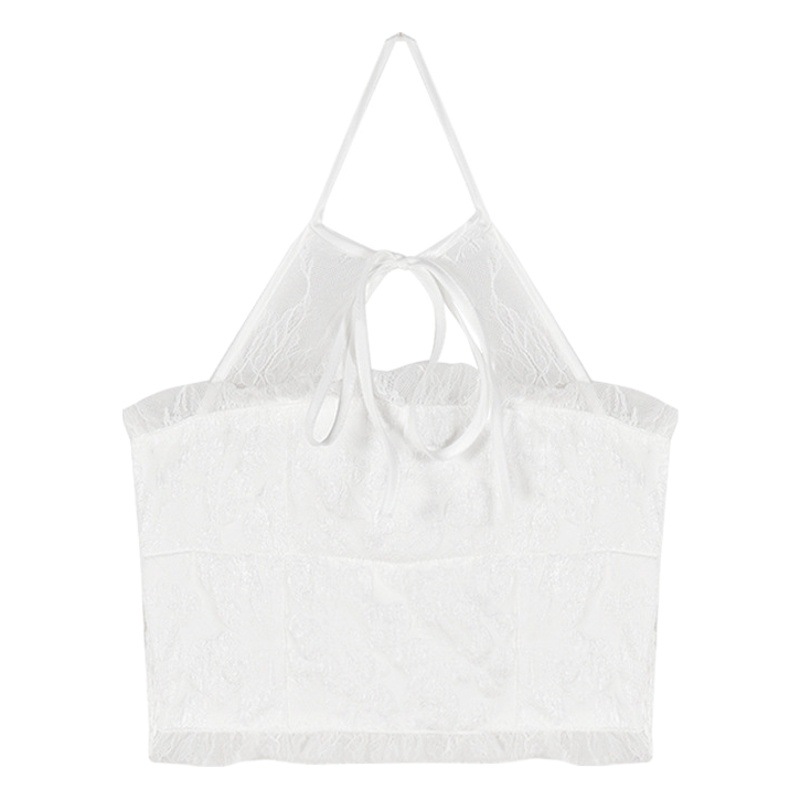 Lace halter camisole women's white outer wear with chest pad sexy hot girl pure desire style inner wear bottoming shirt top