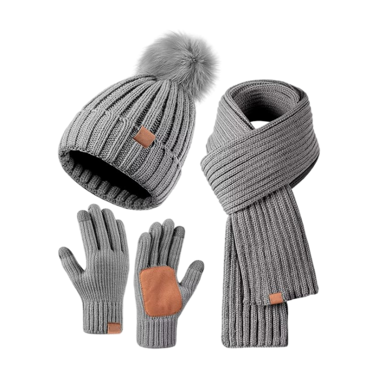 Picture of Cross-border e-commerce factory new in stock adult children 6 color women's knitted hat scarf touch screen gloves