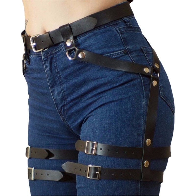 Personalized Dark punk trend bound belt leg ring one-piece PARTY clothing hip-hop nightclub performance accessories