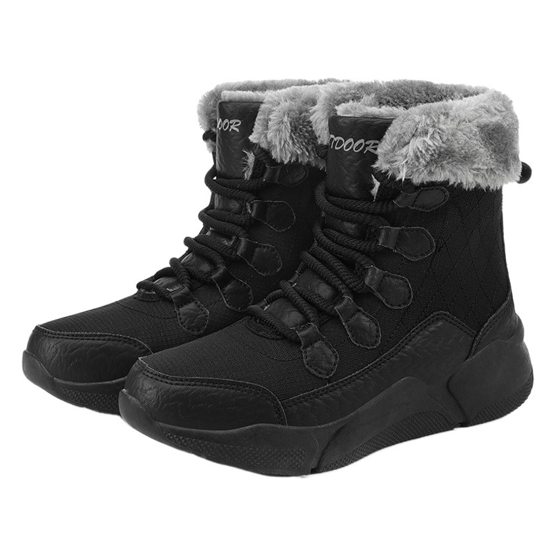 Foreign trade high-top lace-up cotton-padded shoes Outdoor Women's cotton-padded shoes women's autumn and winter fleece-lined hiking shoes cross-border plus size snow boots