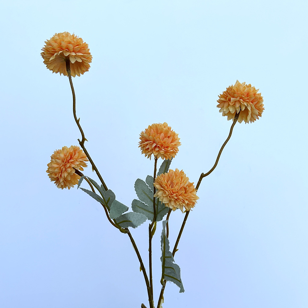 Picture of Simulation of 5 autumn dandelion ball chrysanthemum 5 small onion ball wedding home decoration bouquet soft photography props pu
