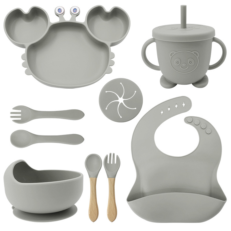 Picture of Baby silicone tableware crab plate suit food supplement bowl bib food grade tableware suit factory direct supply cross-border