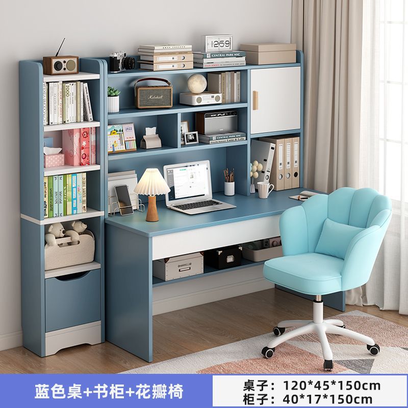 Picture of Student home study desk, children's desk, bookshelf combination table and chair set, simple bedroom, children's writing desk