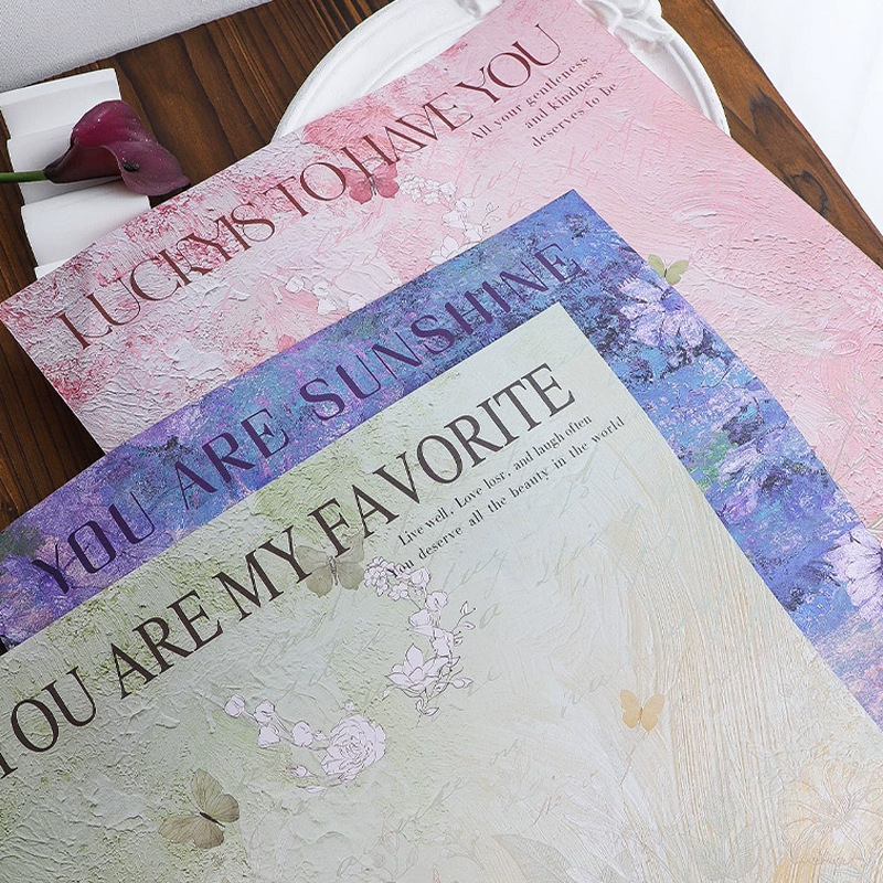 Picture of Ximeng Garden oil painting wrapping paper purple double-sided printing high-grade flower bouquet wrapping paper manufacturers wholesale