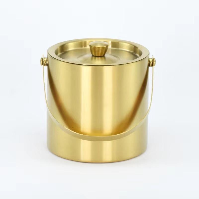 Picture of Cross-border supply stainless steel double-layer cold ice bucket portable KTV bar beer wine ice bucket factory wholesale