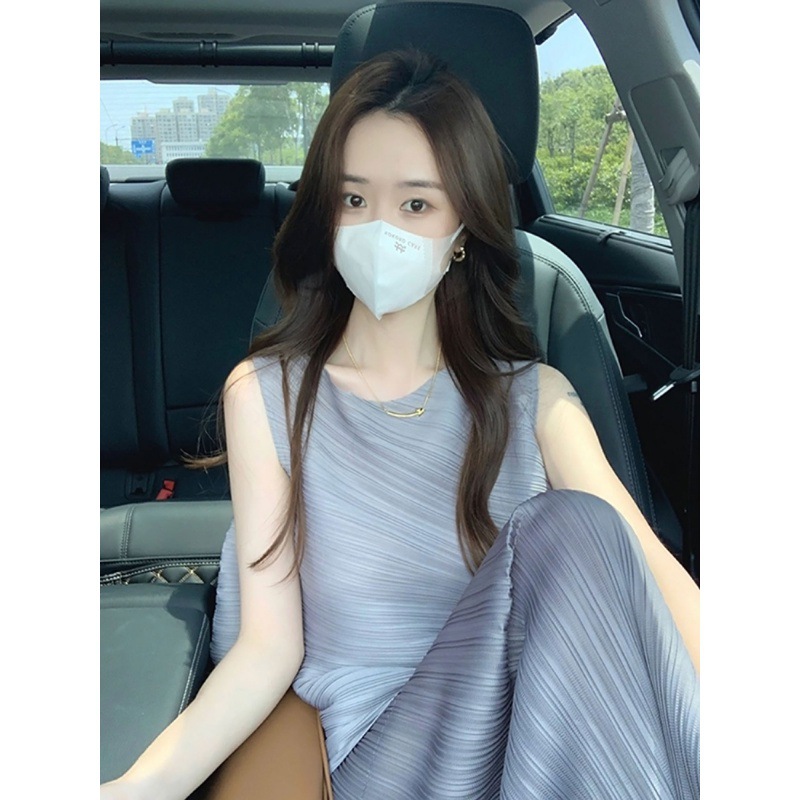 Miyake Top Two-Piece Summer 2025 New Style Elegant Slimming Irregular Pleated Skirt suit Women