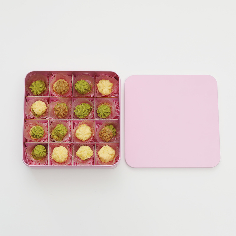 Square Tinplate Box Mid-Autumn Snow Custard Mooncake Packaging Box 4-Piece Cookie Gift Box
