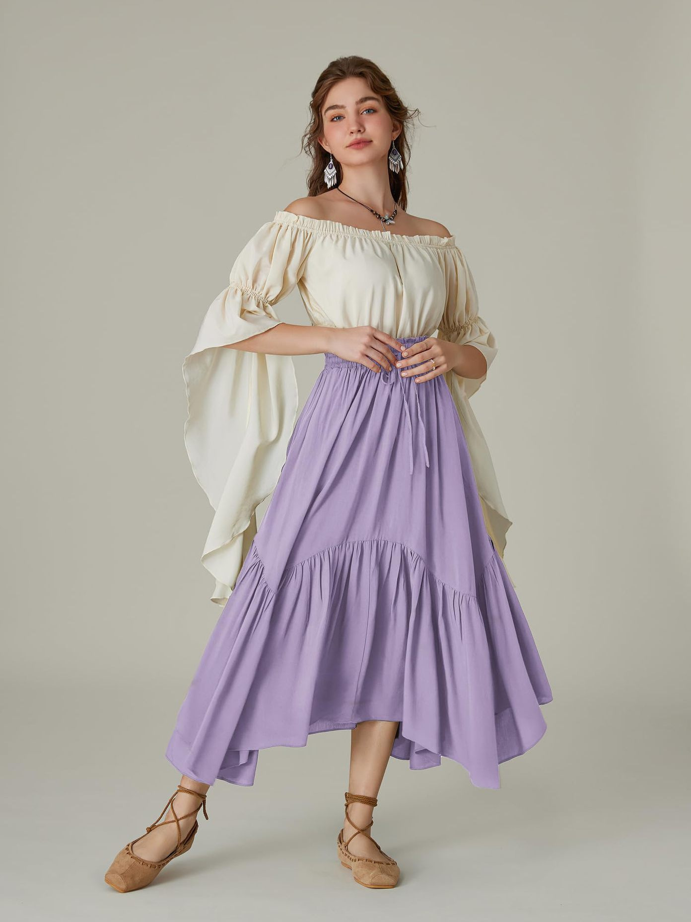 European and American Amazon High-Waisted Drawstring Elegant Long Skirt with Elastic Waist and Pocket Splicing Women's Skirt New Autumn Style