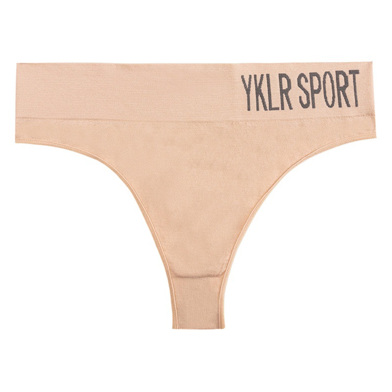 European and American sexy seamless women's underwear sports letters high elastic mid-waist seamless cotton briefs thong foreign trade