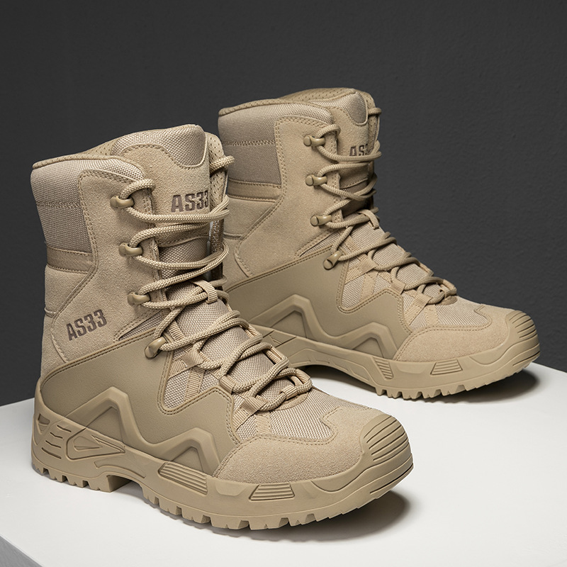 2023 cross-border extra large size 47 size men's breathable non-slip wear-resistant high-top non-lace outdoor field hiking shoes