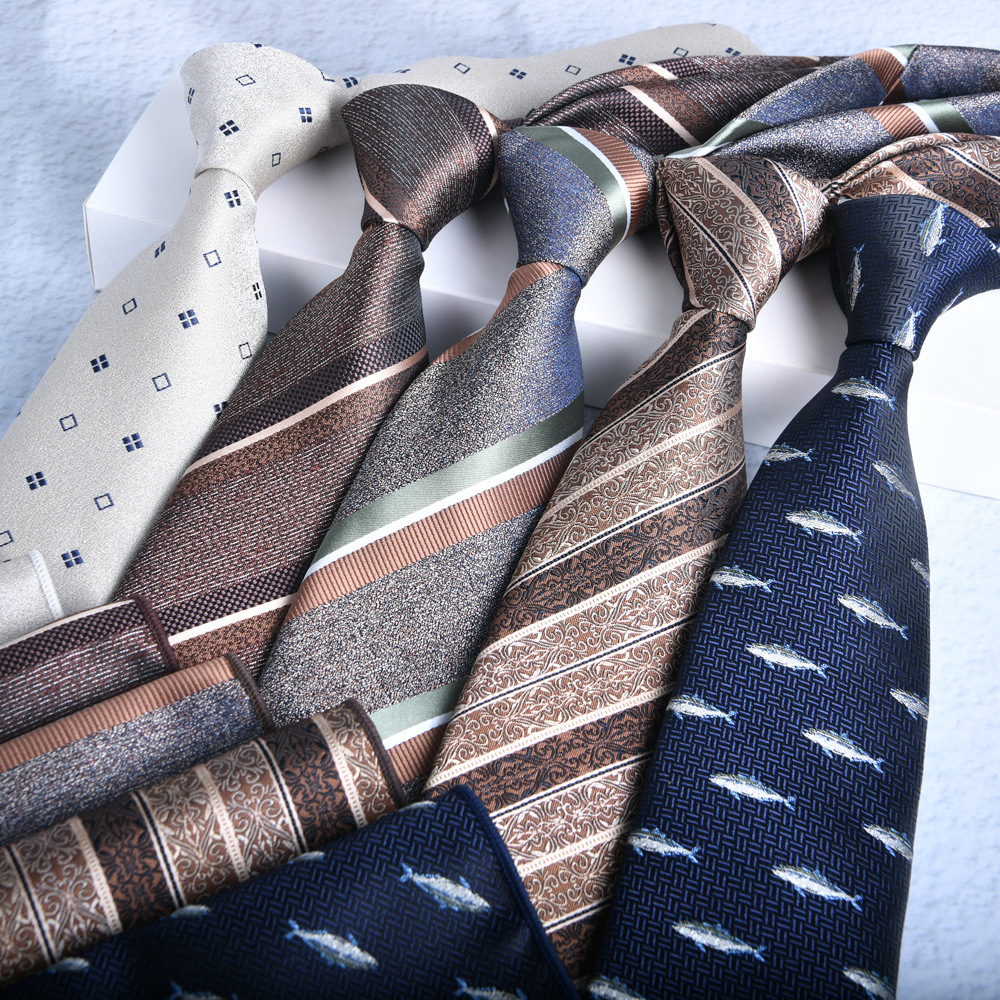 Tie men's formal 2-piece set of occupational stripes business interview executive hand-hit 8cm new autumn in large quantities